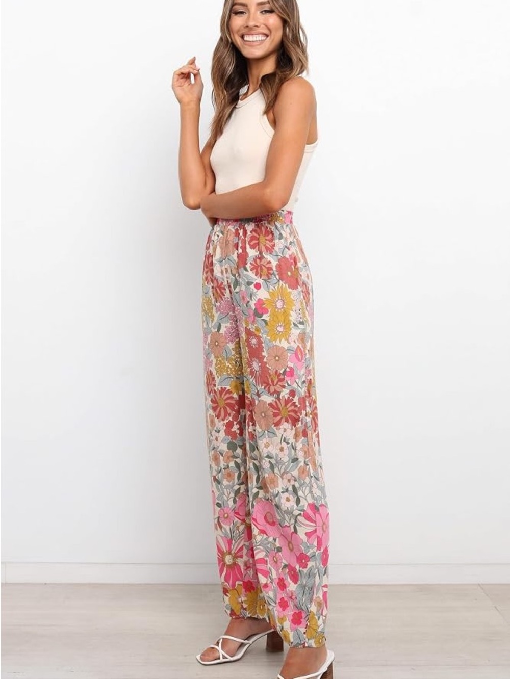 Petal & Pup Hart Floral Wide Leg Pants - High Waist Boho Flowy Trousers Size 4